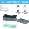 imageAmazeFan Soap Pump Dispenser and Sponge Holder 2 in 1 One Hand Soap Pump and Sponges Caddy Durable and Easy to Clean for Kitchen Bathroom Dishwashing Taps with 22 SpongesSoap Dispenser with 22 Pack Sponges
