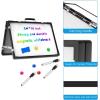 imageWhiteboard Dry Erase Boards Portable White Board Double Sided Magnetic Board StandFoldable Hanging Wall Desktop Boards Easel for Kids Students Teacher for School Home Kitchen Office 24x18 InchIvory Black