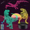imageDinosaur Night Light for Kids  3D Dinosaur Lamp 16 Colors Optical Illusion Touch ampamp Remote Control with 3 Acrylic Flats Best Christmas Birthday New Year Gifts for Boys Girls Kids Baby 3 Dinosaurs