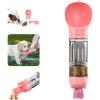 imageDog Water Bottle for Walking Multifunctional and Portable Dog Travel Water Dispenser with Food ContainerDetachable Design Combo Cup for Drinking and EatingSuitable for Cats and Puppy Pink