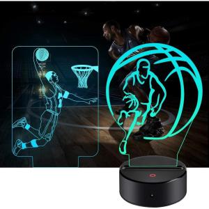 imageAmazeFan Basketball Night Light for Kids  3D Basketball Night Lamp 7 Colors Optical Illusion Touch ampamp Remote Control with 2 Acrylic Flats Best Birthday Christmas New Year Gifts for Boys Girls Baby