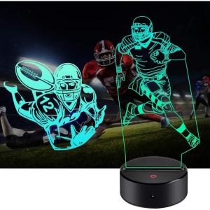 imageAmazeFan FootballSoccer Night Light for Kids  3D Rugby Night Lamp 7 Colors Optical Illusion Touch ampamp Remote Control with 2 Acrylic Flats Best Birthday Christmas New Year Gifts for Boys Girls Baby