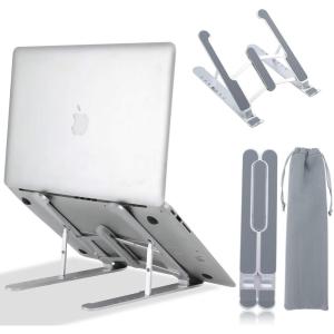 imageAmazeFan Laptop Stand Aluminum MacBook Stand for Desk 7 Levels Adjustable Height Notebook Stand Ergonomic Computer Holder Compatible with 10156 Inch Laptops Silver