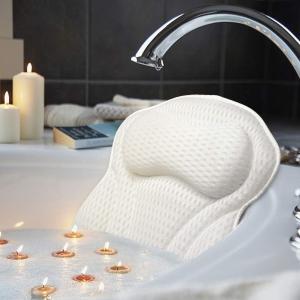 imageAmazeFan Luxury Bath Pillow Ergonomic Bathtub Spa Pillow with 4D Air Mesh Technology and 6 Suction Cups Helps Support Head Back Shoulder and Neck Fits All Bathtub Hot Tub and Home SpaUS Patent