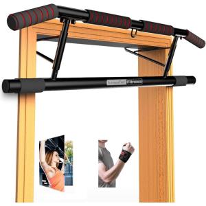 imageAmazeFan Pull Up Bar Doorway with Ergonomic Grip  Fitness ChinUp Frame for Home Gym Exercise  MultiAngle Grip  2024 Upgrade Smart Hook Fits Almost All DoorsBlackRed