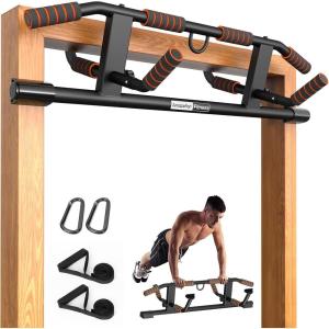 imageAmazeFan Pull Up Bar Doorway with Ergonomic Grip  Fitness ChinUp Frame for Home Gym Exercise  MultiAngle Grip  2024 Upgrade Smart Hook Fits Almost All DoorsBlackOrange