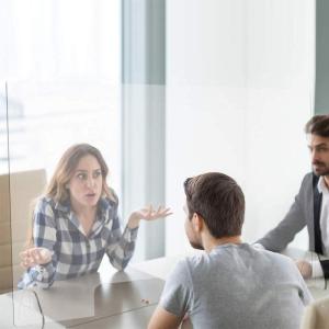 imageProtective Sneeze Guard for Counter and Desk 32quotw x 24quoth  Freestanding Clear Acrylic Shield for Business ampamp Customer Safety Portable Plexiglass Barrier Food Screen PassThrough Transaction Window